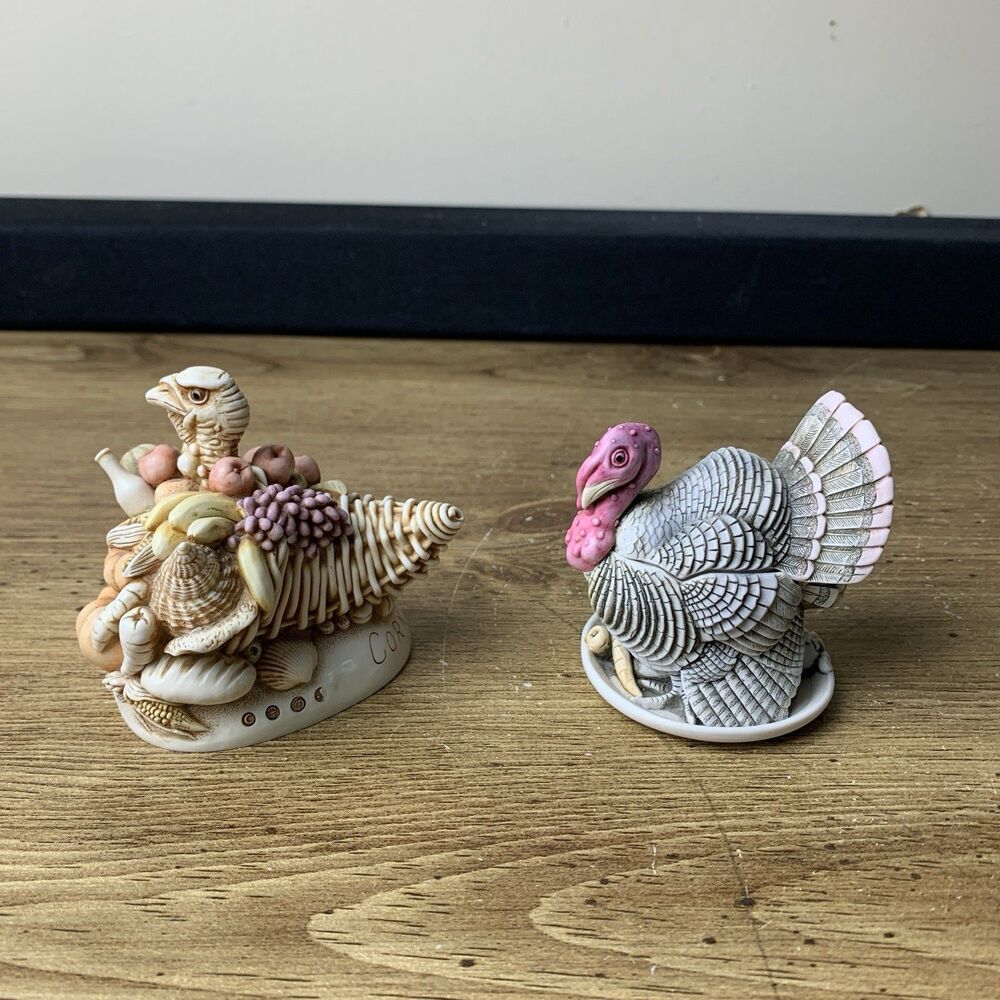 Harmony Kingdom Turkey Gobblefest Cornucopia Thanksgiving Trinket Box Figurines